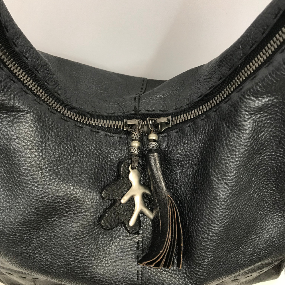 ❤️SOLD❤️ Henry Beguelin Charcoal Leather Hobo Bag - Picture 4 of 8